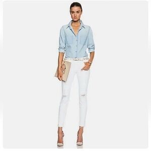 Mother Denim Jeans Looker Ankle Fray Little Miss Innocent White- Size 25